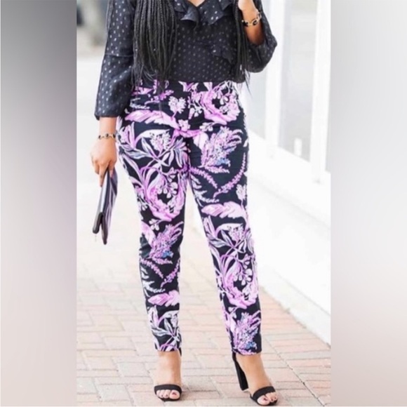 Lilly Pulitzer Kelly Skinny Ankle Pants Onyx Wild Within 0 28 - Picture 1 of 3